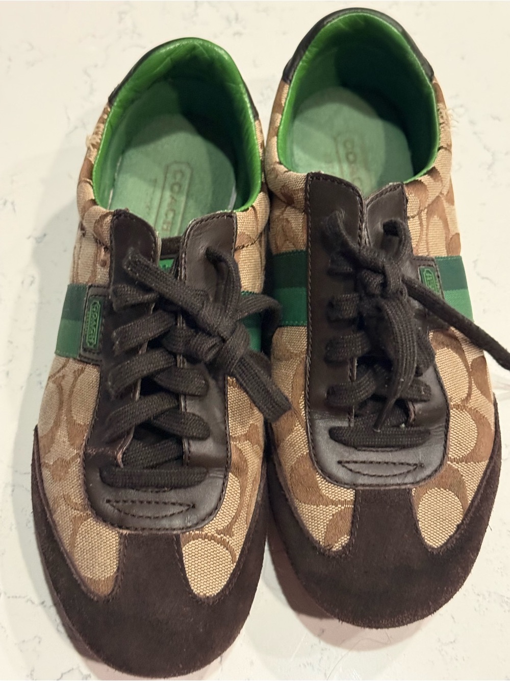 Coach women’s  Brown and Green Signature Logo Sneakers